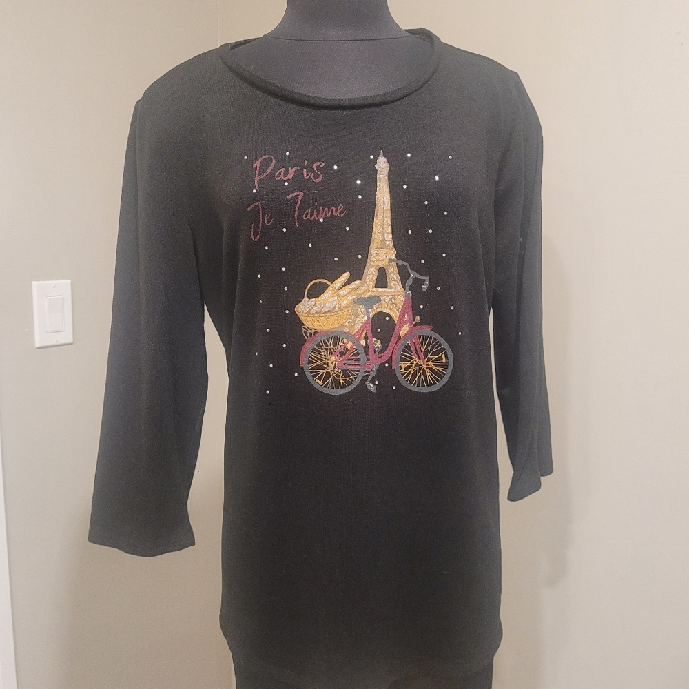 Womens  Retrelogy Long Sleeve Paris  Je Taime t shirt  XL
